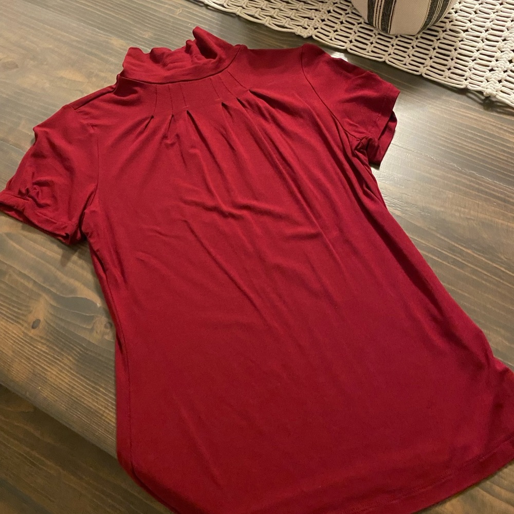 The Limited gorgeous holiday dark red mock neck top. Size xs.